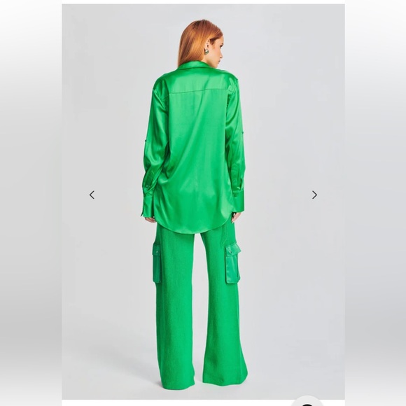 NWT SER.O.YA Karry Silk Shirt in Kelly Green - Picture 5 of 5